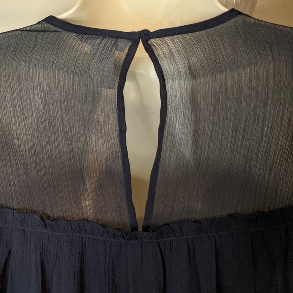 H&M Navy Boho Dress with Sheer Neckline and Bell Sleeves - Picture 6 of 6